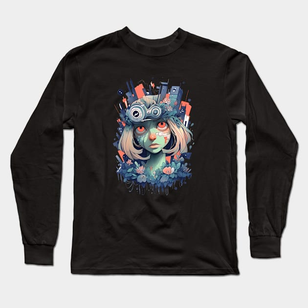 cyber girl Long Sleeve T-Shirt by Angel Rivas